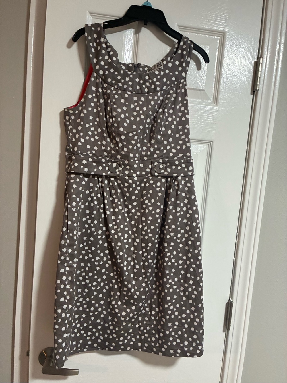 Robbie Bee Gray Dress with White Dot Print
